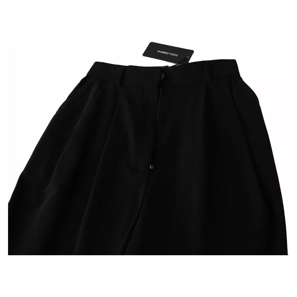 Dolce & Gabbana Black Wool High Waist Pleat Front Cropped Pants PAN70852-40