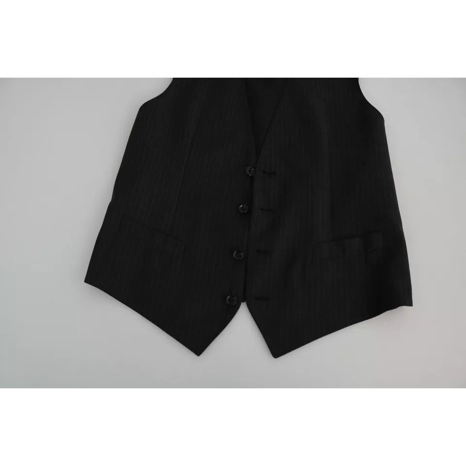 Dolce & Gabbana Black Men Formal STAFF Dress Waistcoat Vest TSH5656-48