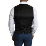 Dolce & Gabbana Black Men Formal STAFF Dress Waistcoat Vest TSH5656-48