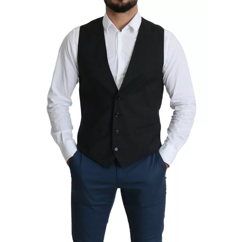 Dolce & Gabbana Black Men Formal STAFF Dress Waistcoat Vest
