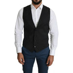 Dolce & Gabbana Black Men Formal STAFF Dress Waistcoat Vest TSH5656-48