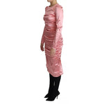 Dolce & Gabbana Pink Long Sleeves Bodycon Sheath Midi Dress DR2696-38