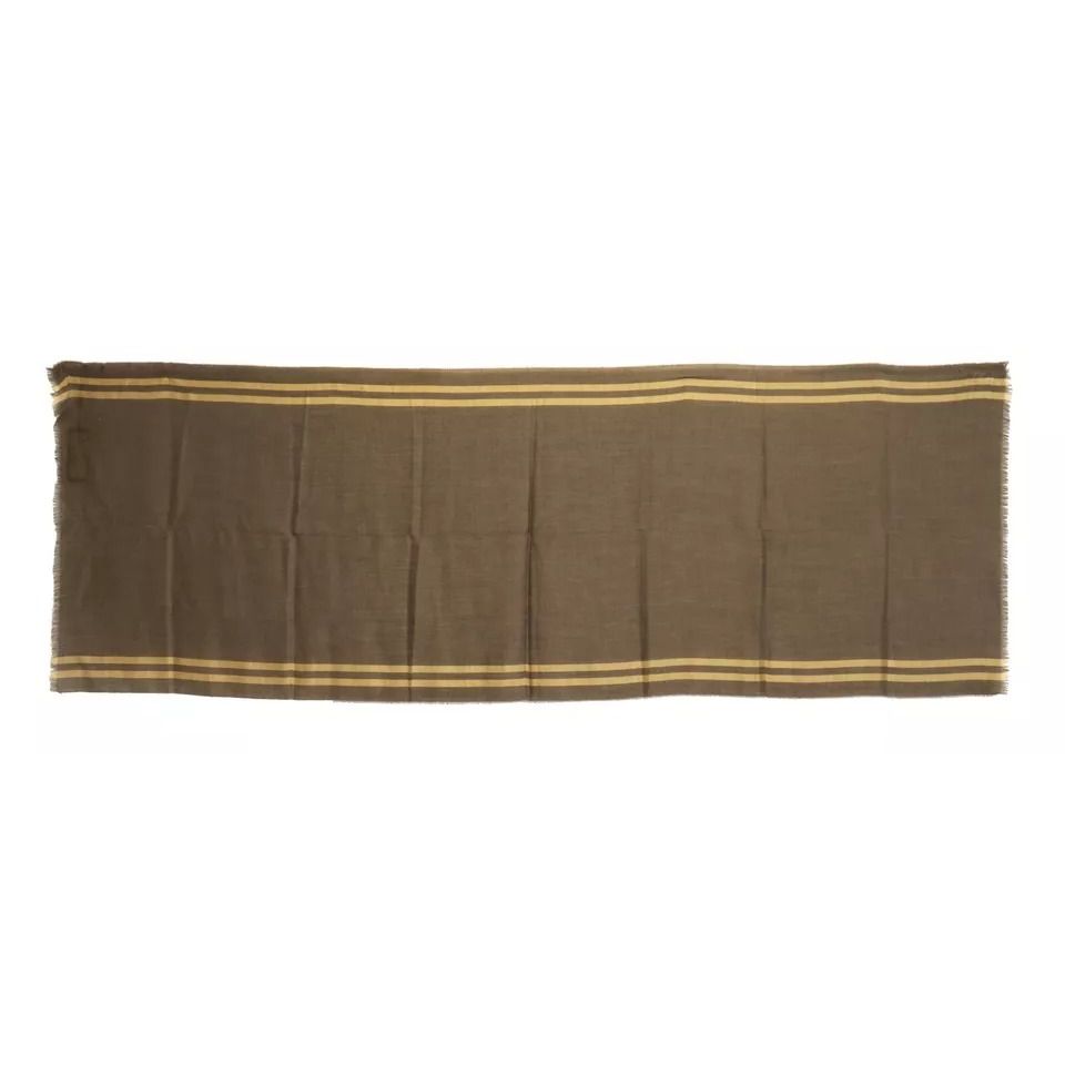 Dolce & Gabbana Green Striped Cashmere Wrap Fringes Scarf