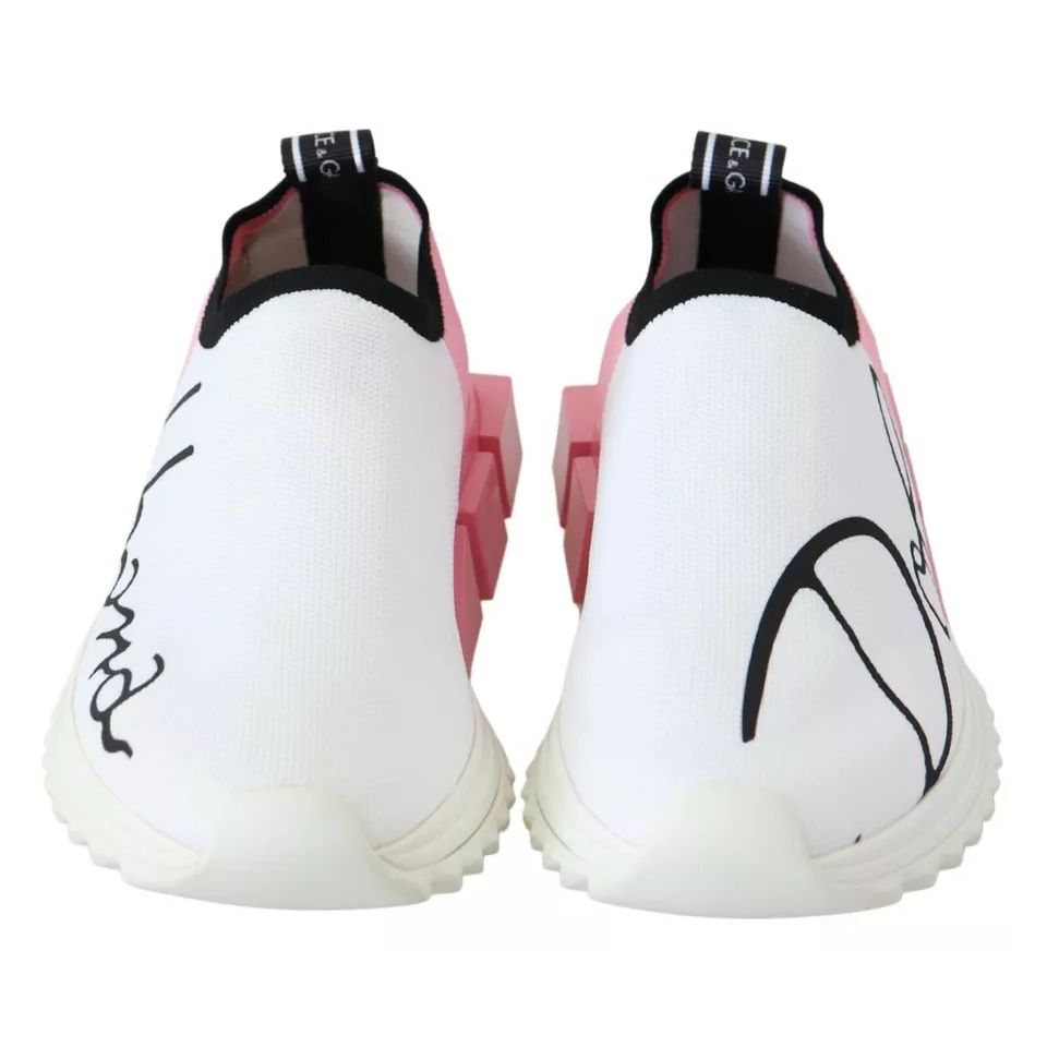 Dolce & Gabbana Pink White Logo Sorrento Sneakers Shoes
