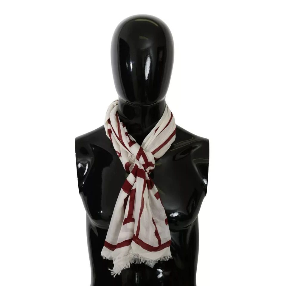 Dolce & Gabbana White Red Printed Wrap Shawl Modal Scarf