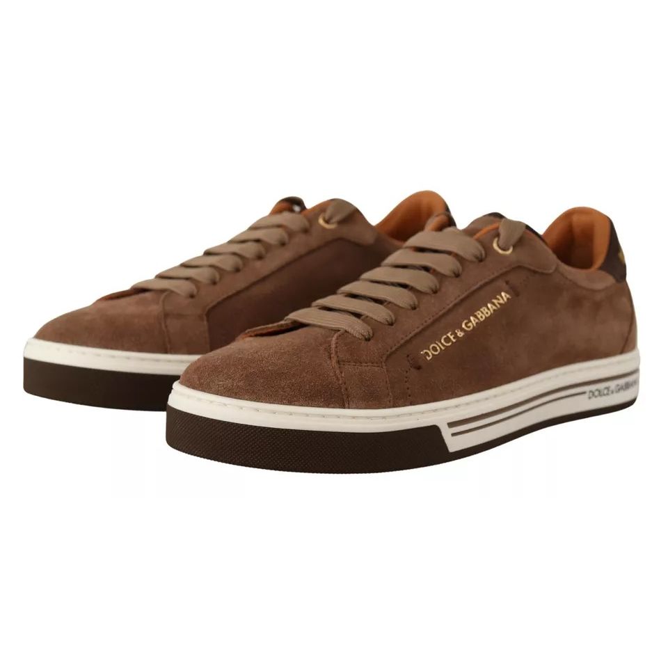 Dolce & Gabbana Brown Suede Logo Low Top Sneakers Men Shoes