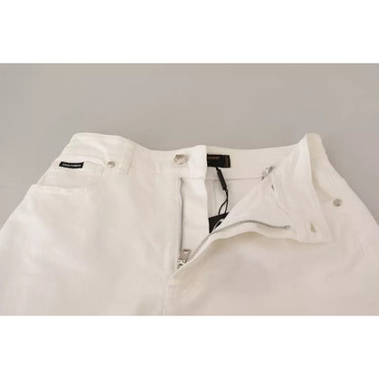Dolce & Gabbana White MONICA Boot Cut Cotton Denim Jeans