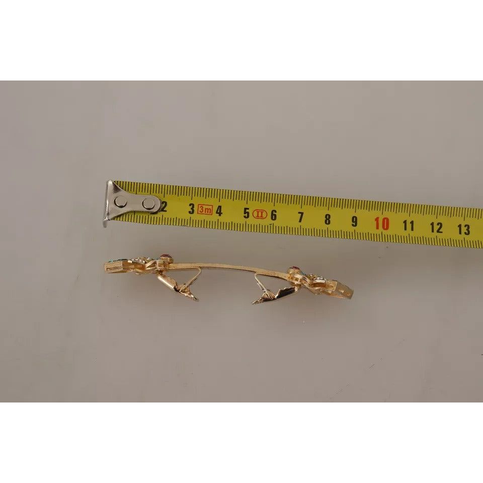 Dolce & Gabbana Gold Plated 925 Sterling Silver Crystal Collar Stop Brooch SMY100980
