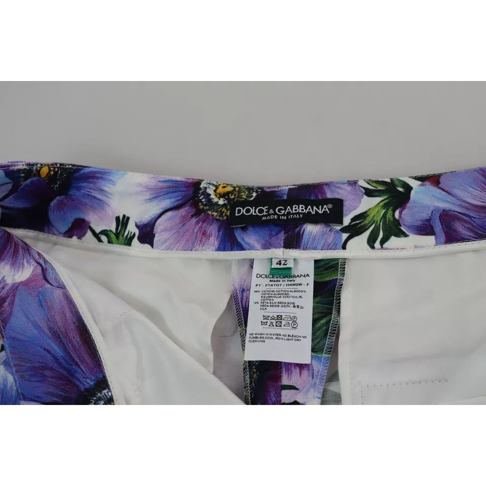 Dolce & Gabbana Purple Floral Print Tapered Cotton Pants PAN71555-42