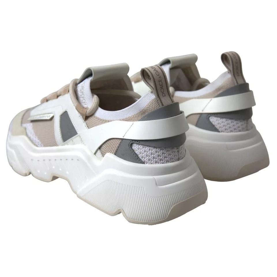 Dolce & Gabbana White Beige Leather Sport DAYMASTER Shoes Sneakers