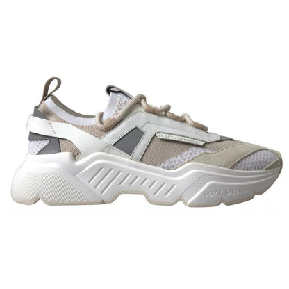 Dolce & Gabbana White Beige Leather Sport DAYMASTER Shoes Sneakers