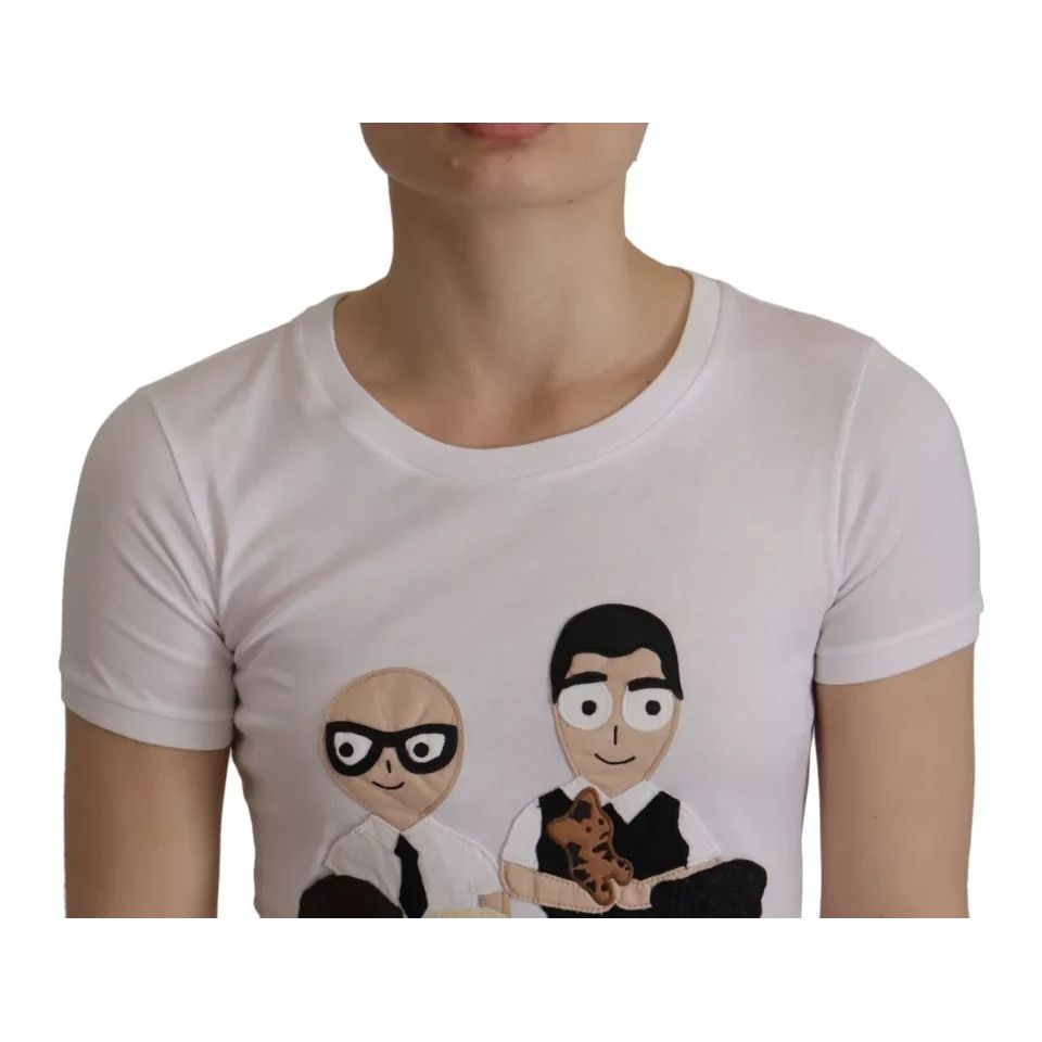Dolce & Gabbana White #DGFamily Patch Top Cotton T-shirt