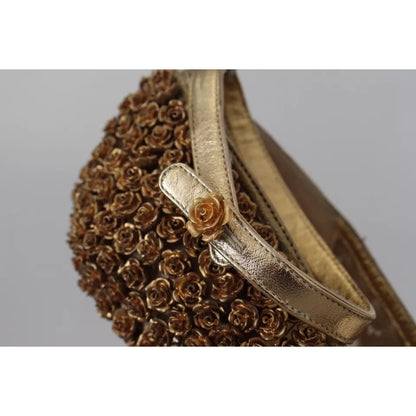 Dolce & Gabbana Gold Roses Embellished Heels Pumps Shoes