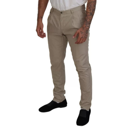 Dolce & Gabbana Beige Cotton Chino Men Formal Pants