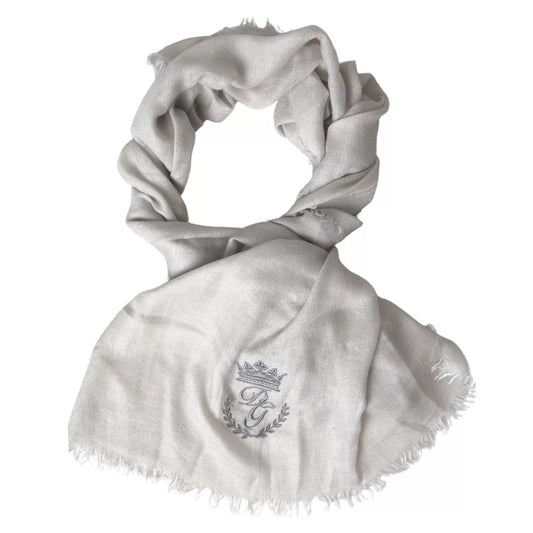 Dolce & Gabbana Gray Cashmere Wrap Shawl Fringe Scarf