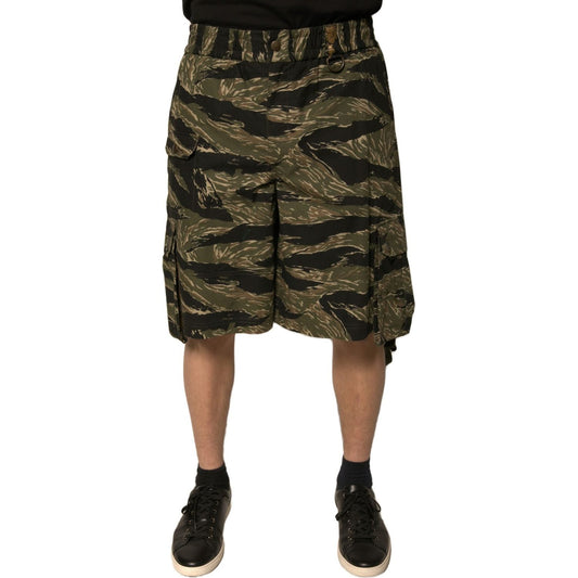 Dolce & Gabbana Black Gold Patterned Cotton Bermuda Shorts PAN75649-50