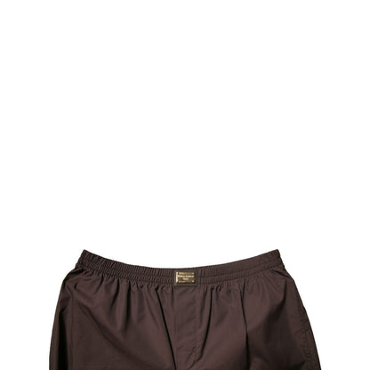 Dolce & Gabbana Brown Cotton Blend Men Mid Waist Shorts