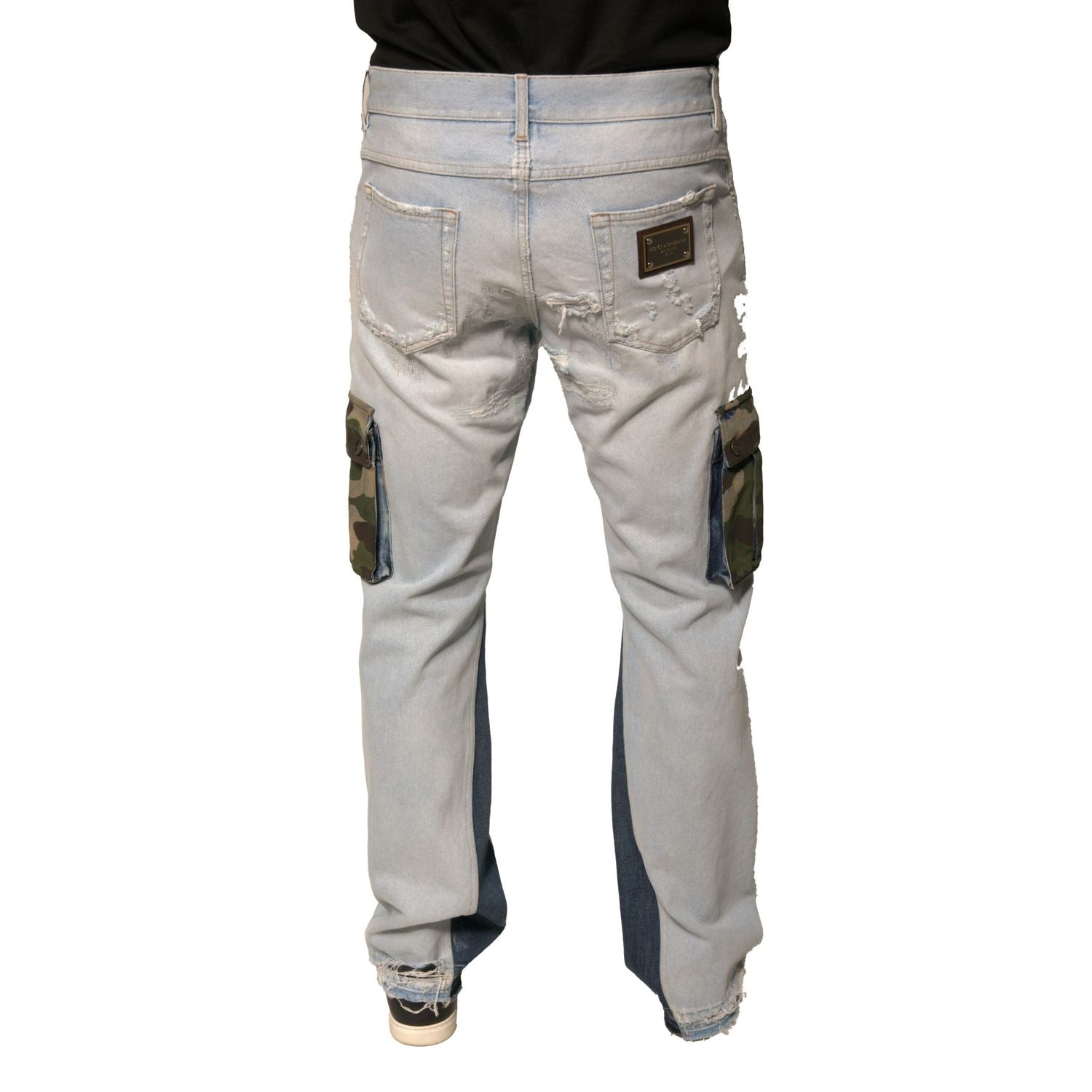 Dolce & Gabbana Light Blue Cotton Cargo Straight Denim Jeans