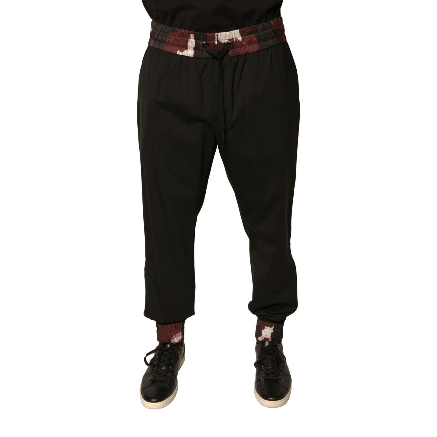 Dolce & Gabbana Black Camouflage Wool Jogger Sweatpants Pants