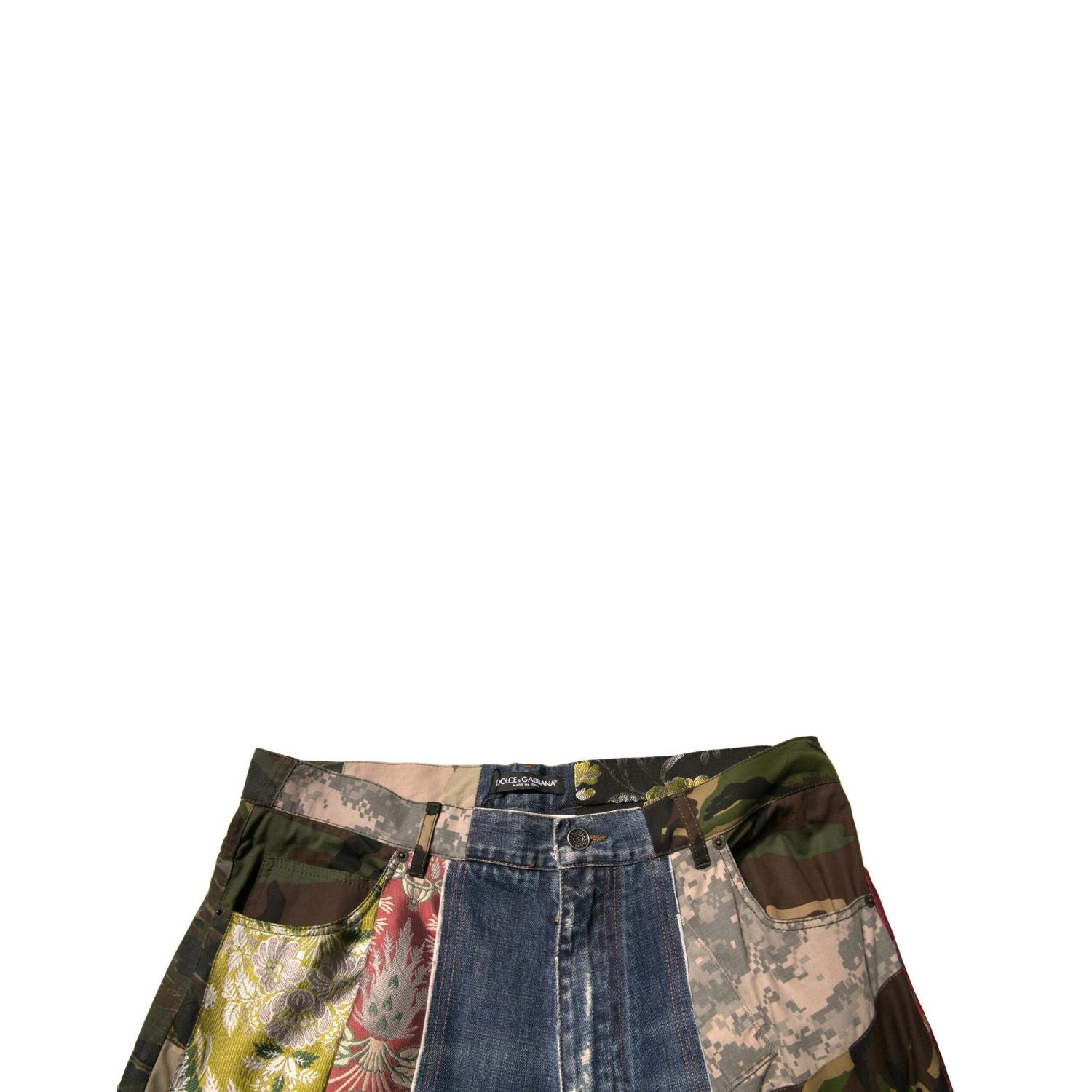 Dolce & Gabbana Blue Patchwork Cotton Straight Denim Jeans