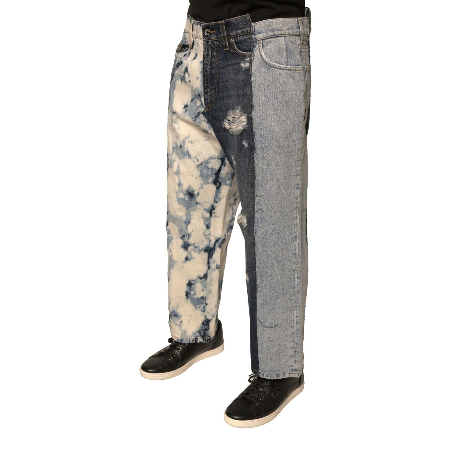 Dolce & Gabbana Multicolor Patchwork Cotton Straight Men Denim Jeans