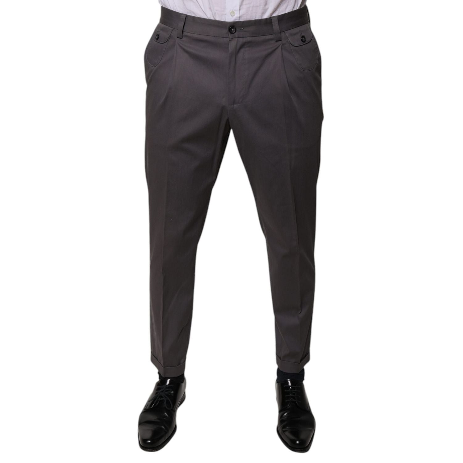 Dolce & Gabbana Dark Gray Mid Waist Dress Pants