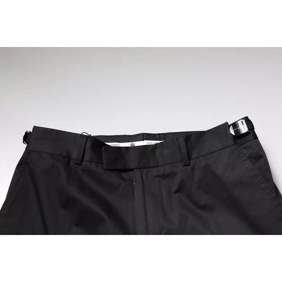 Dolce & Gabbana Black Cotton Tapered Formal Dress Pants