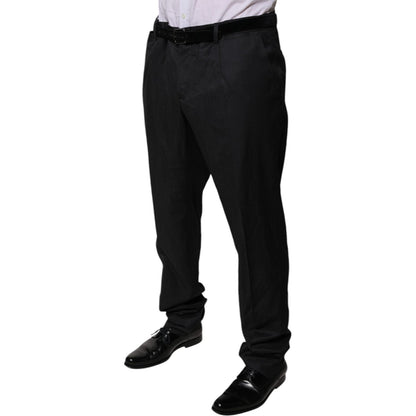 Dolce & Gabbana Black Wool Tapered Formal Dress Pants