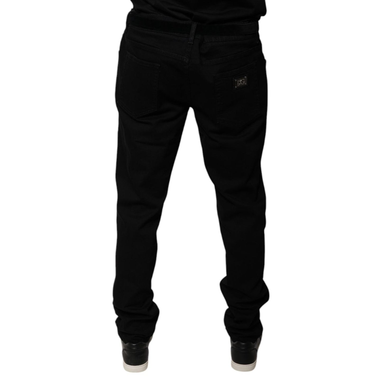 Dolce & Gabbana Black Logo Cotton Stretch Skinny Denim Jeans