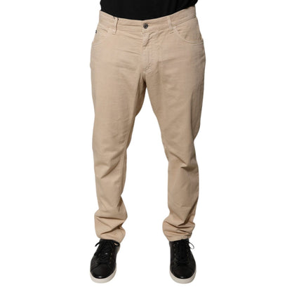 Dolce & Gabbana Beige Cotton Mid Waist Skinny Denim Jeans