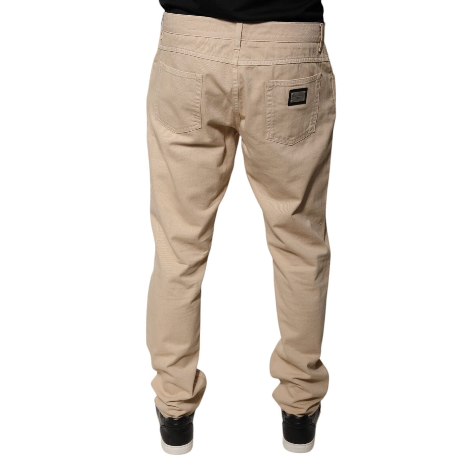 Dolce & Gabbana Beige Cotton Mid Waist Skinny Denim Jeans