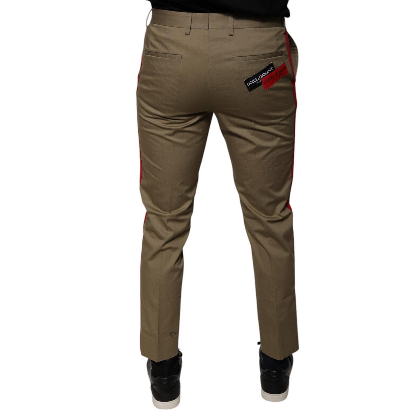 Dolce & Gabbana Brown Logo Men Casual Tapered Pants