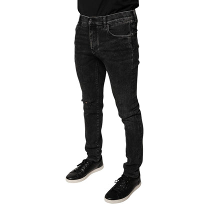 Dolce & Gabbana Black Cotton Stretch Skinny Men Denim Jeans
