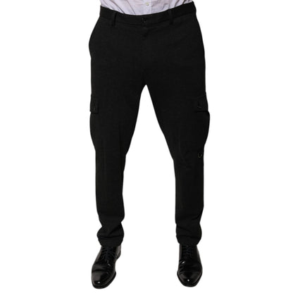 Dolce & Gabbana Black Viscose Cargo Men Casual Pants