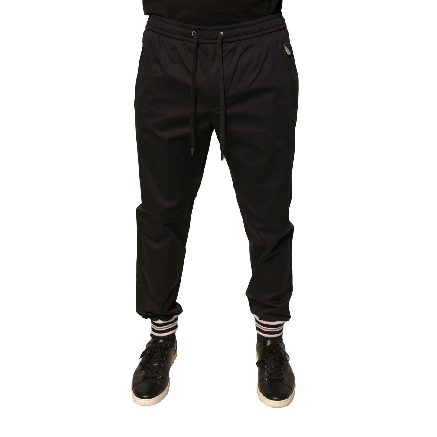 Dolce & Gabbana Black Cotton Stretch Jogger Sweatpants Pants