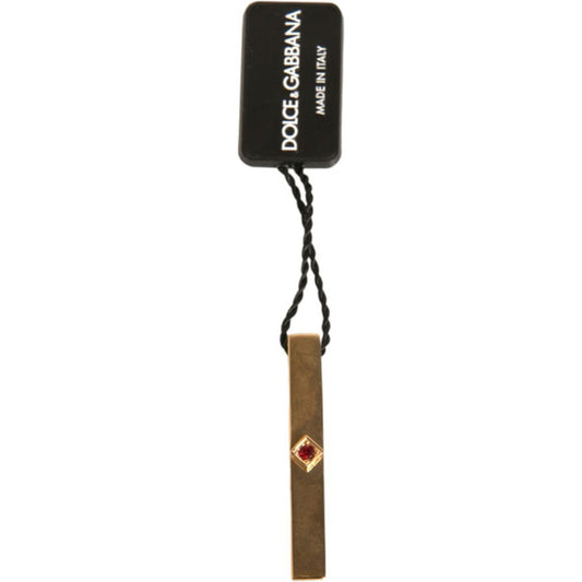 Dolce & Gabbana Gold Tone Brass Crystal Branded Tie Clip Bar