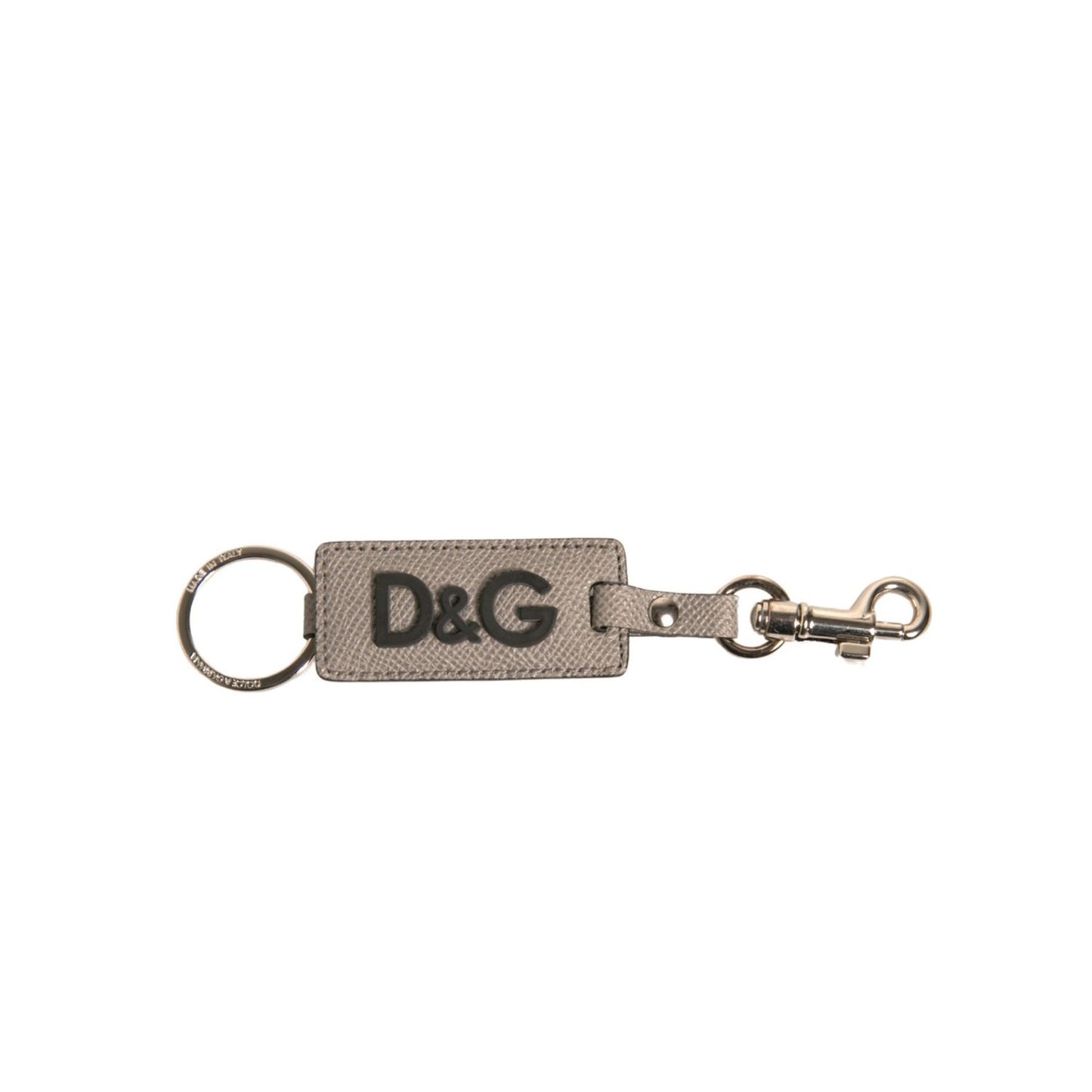 Dolce & Gabbana Beige DG Logo Leather Gold Metal Men Keychain Keyring