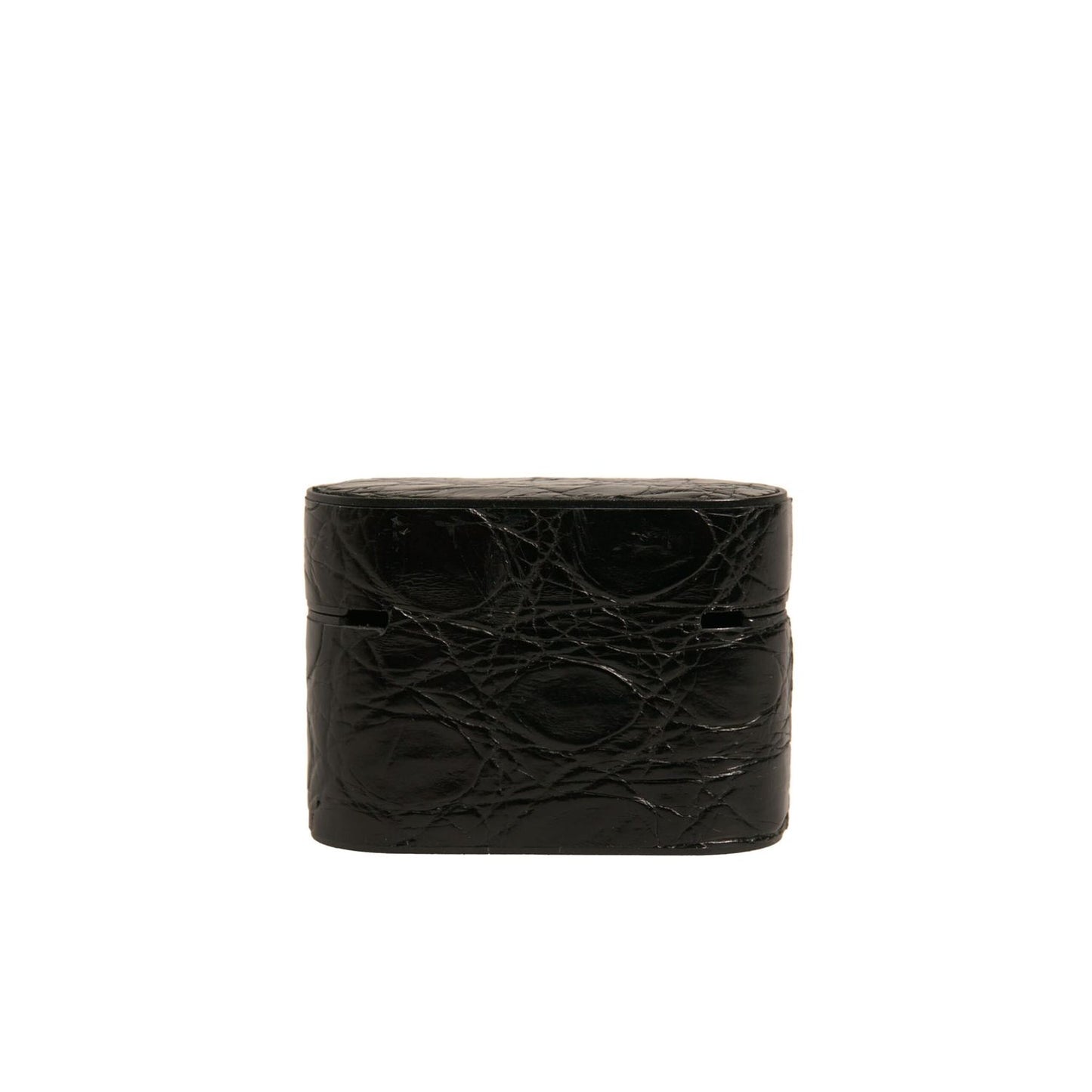 Dolce & Gabbana Black Leather Metal Logo Plaque Holder Airpods Case SMY10595