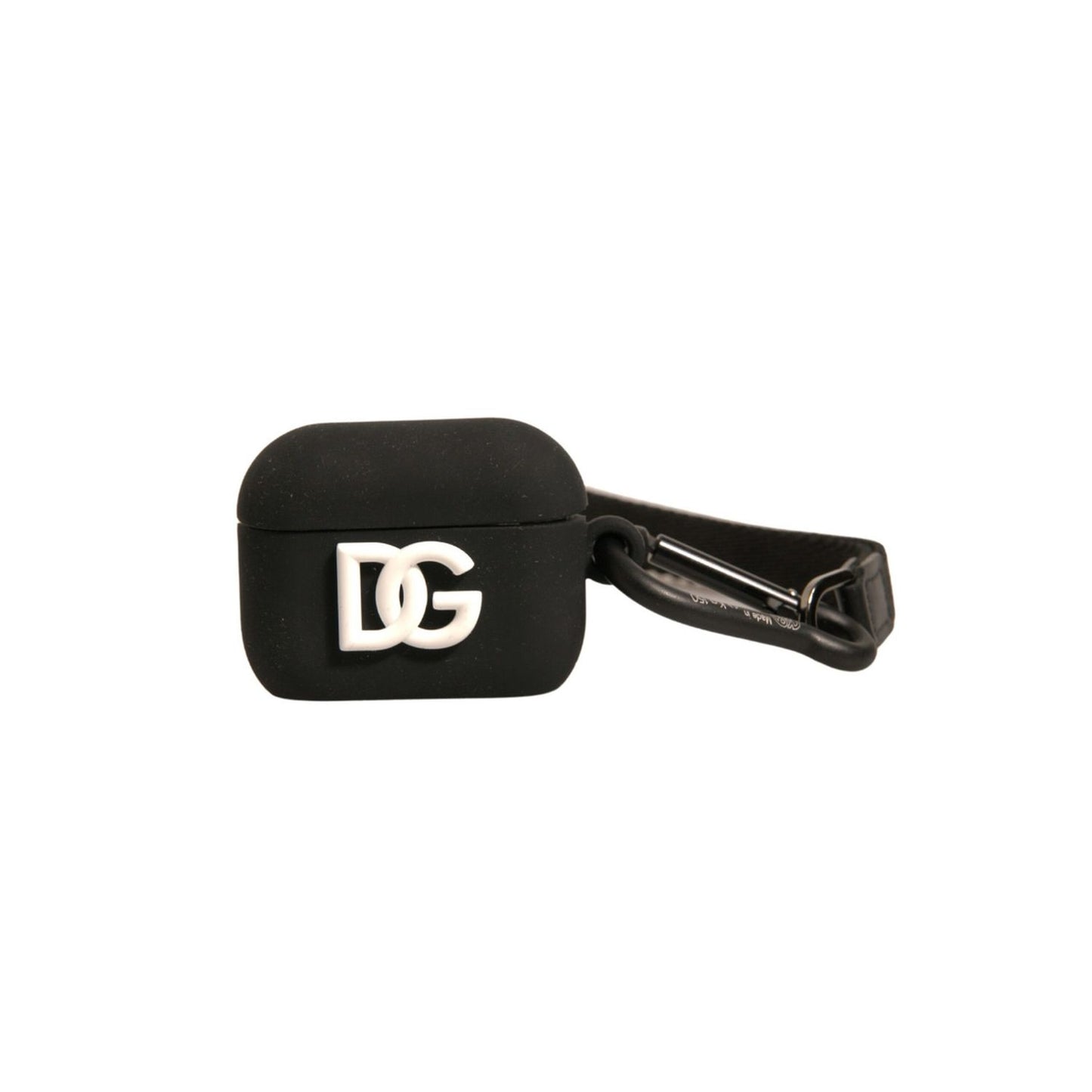 Dolce & Gabbana Black Silicone Rubber Logo Embossed Airpods Case SMY10606