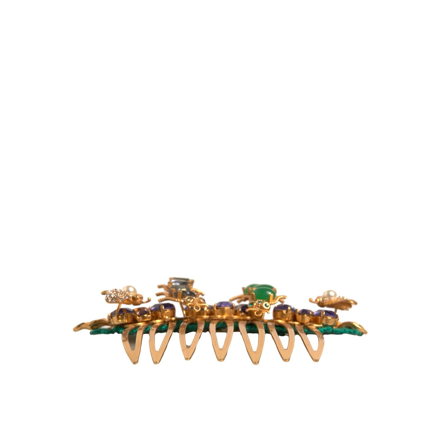 Dolce & Gabbana Gold Brass Crystals Hair Stick Comb