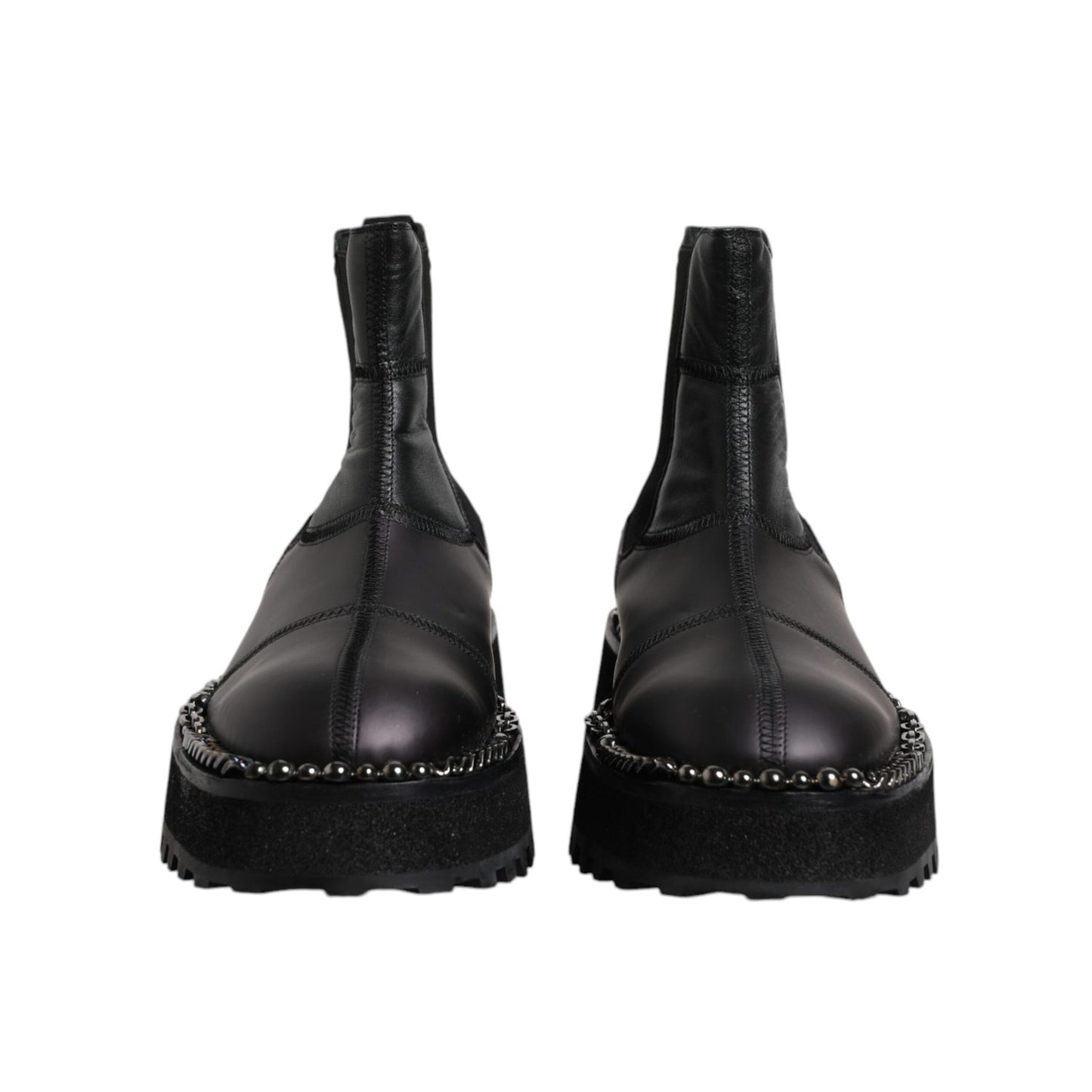 Dolce & Gabbana Black Chelsea Boots Leather Slip On Shoes
