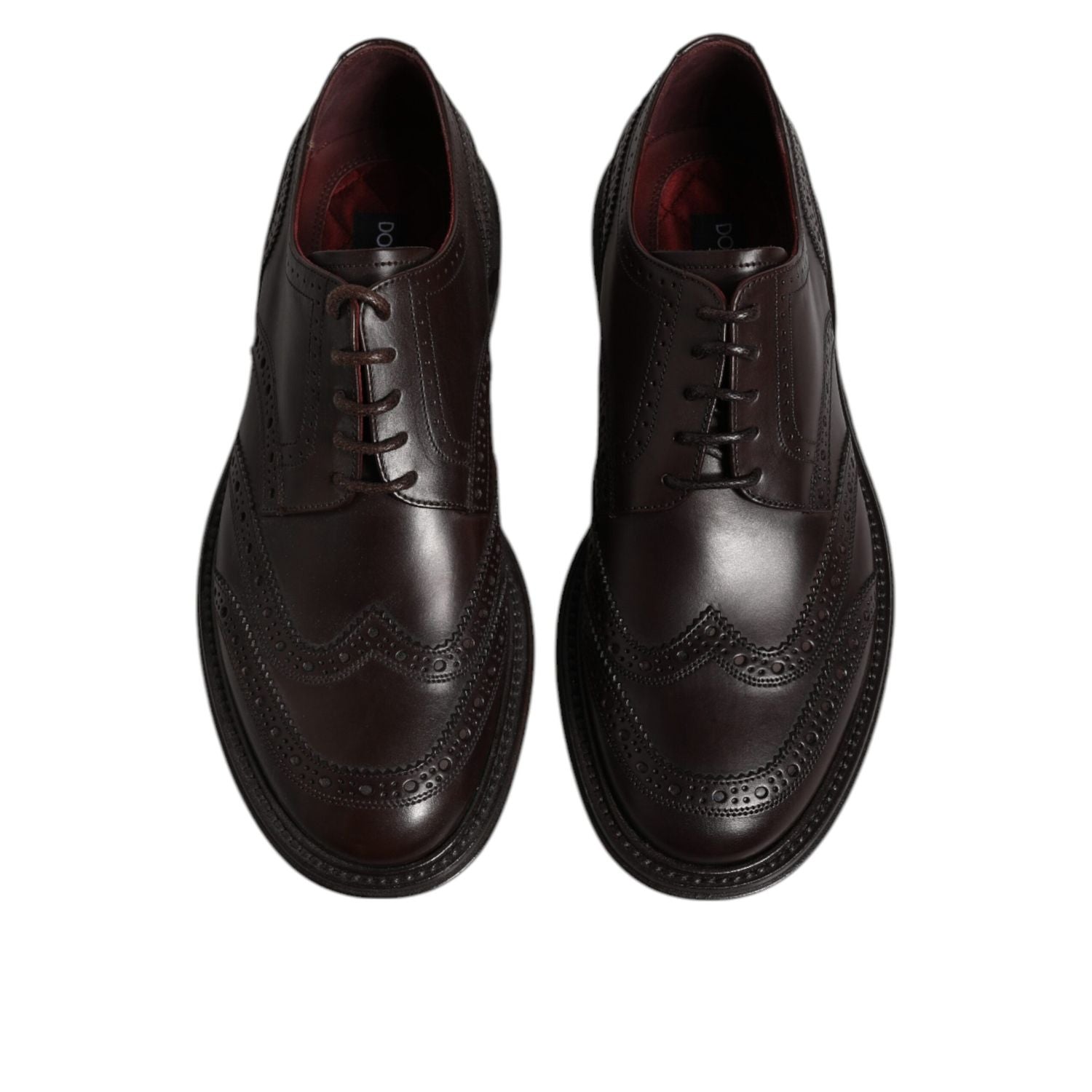 Dolce & Gabbana Brown Leather Derby Wingtip Lace Up Formal Dress Shoes