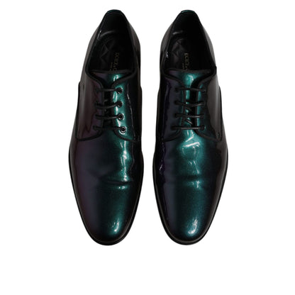 Dolce & Gabbana Multicolor Peacock Patent Leather Derby Men Dress Shoes