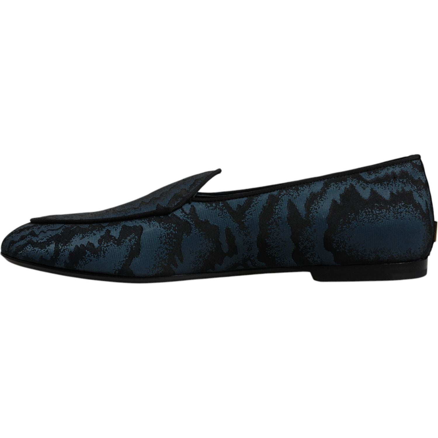 Dolce & Gabbana Blue Black Flats Men Loafers Dress Shoes