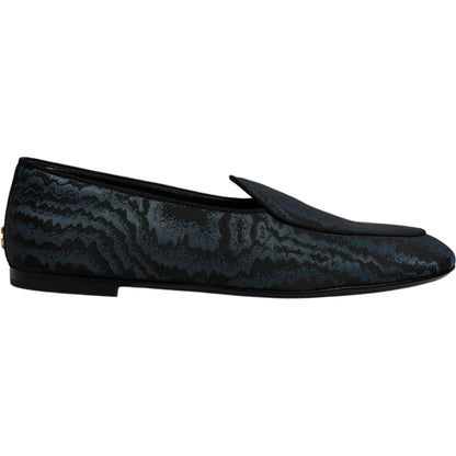 Dolce & Gabbana Blue Black Flats Men Loafers Dress Shoes
