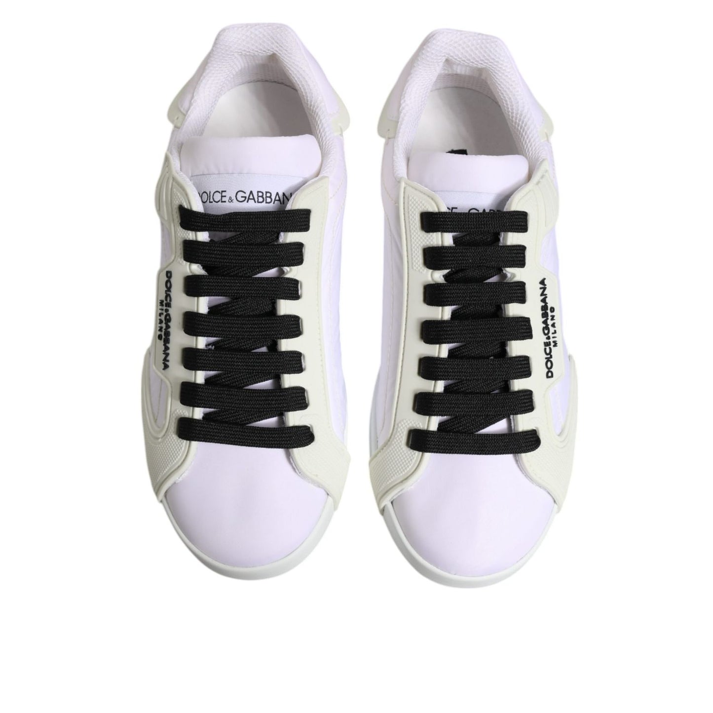 Dolce & Gabbana White Nylon Leather Low Top Sneakers Shoes