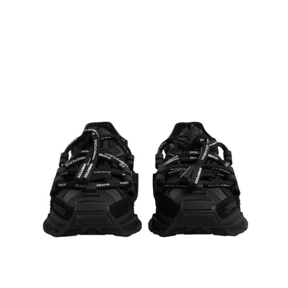 Dolce & Gabbana Black Low Top Space Lace Up Sneakers Shoes