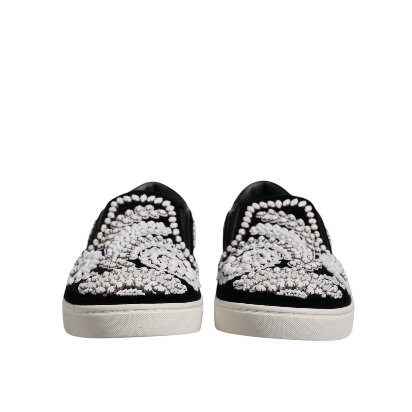Dolce & Gabbana Black Embellished London Men Slip On Shoes