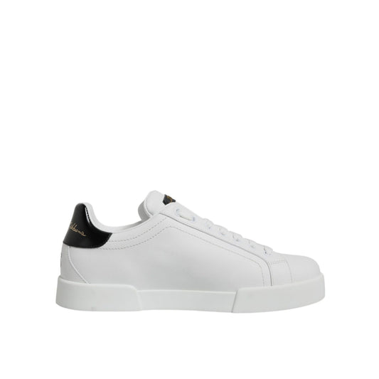 Dolce & Gabbana White Leather Low Top Lace Up Sneakers Shoes