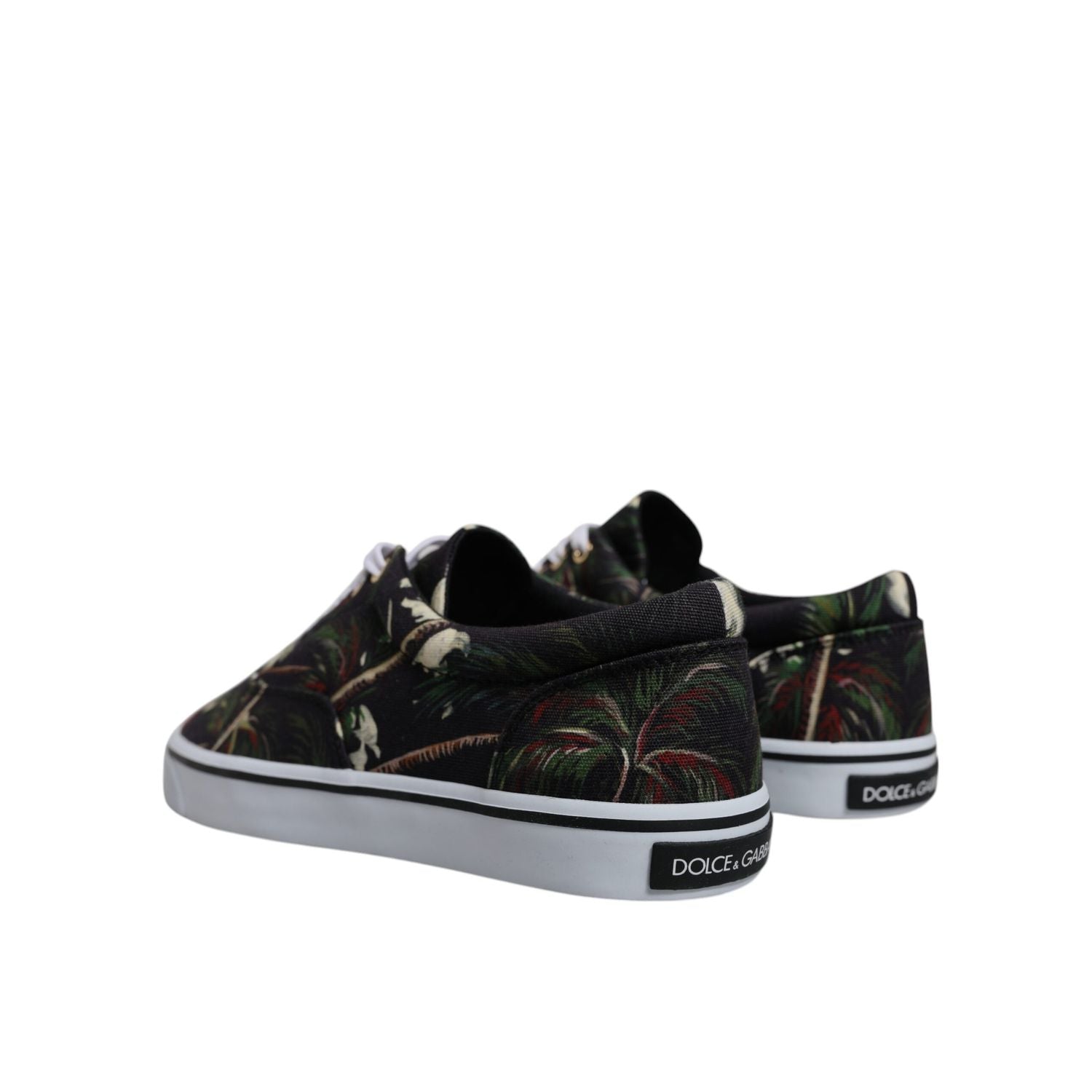 Dolce & Gabbana Black Tropical Print Low Top Sneakers Shoes